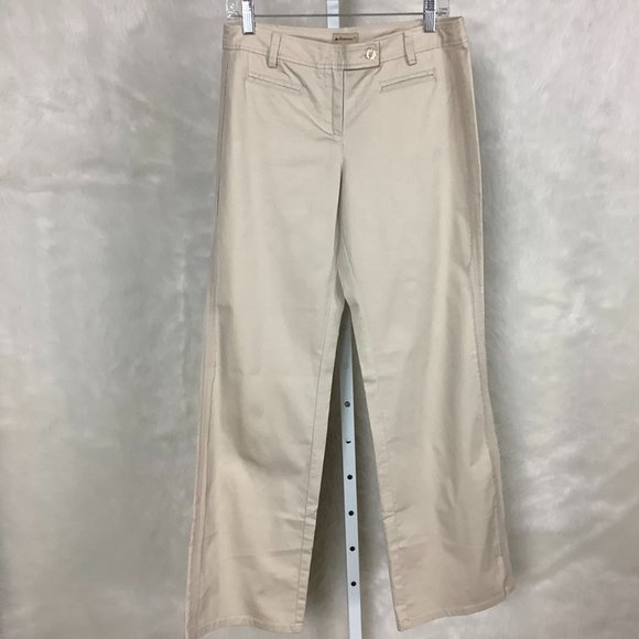 Anthropologie Elevenses Beige Wide Leg Fringe Tuxedo Seam Chino Pants NWT 6 - Picture 1 of 5